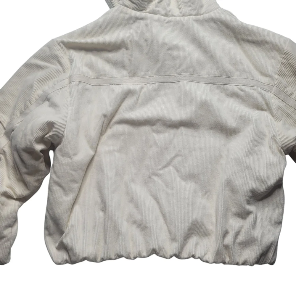 Urban Outfitters Casey Corduroy Zip Hooded Puffer Jacket White Ivory Large - Picture 3 of 13